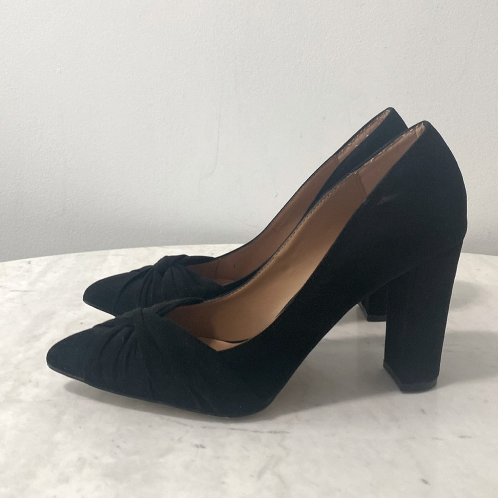 Report Black Faux Suede Block Heels